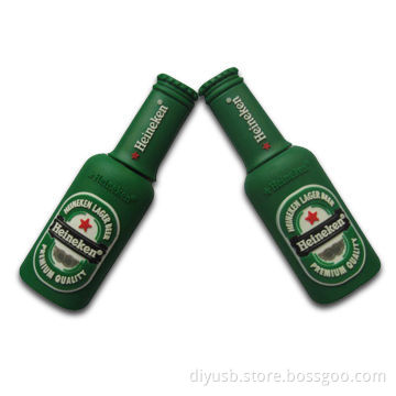 Promotional USB Flash Sticks with Bottle Design Capacity of 64MB to 16GB, No Software Driver Require